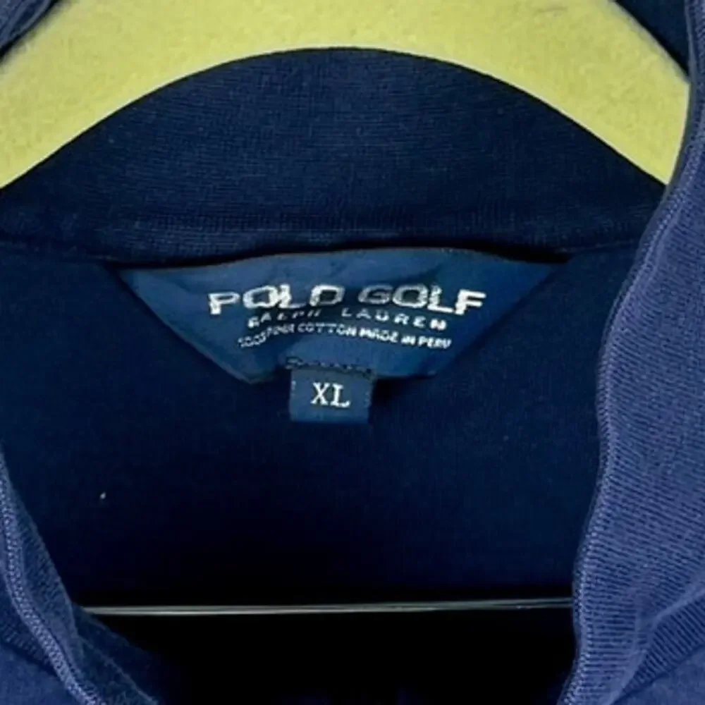Polo Golf Ralph Lauren Navy Blue Pima Cotton 1/4‎ Zip High Neck Sweatshirt Sz XL